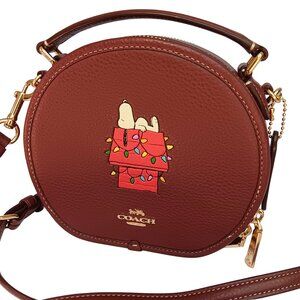 Coach X Peanuts Canteen Crossbody Snoopy Lights Motif Wine Leather Rare